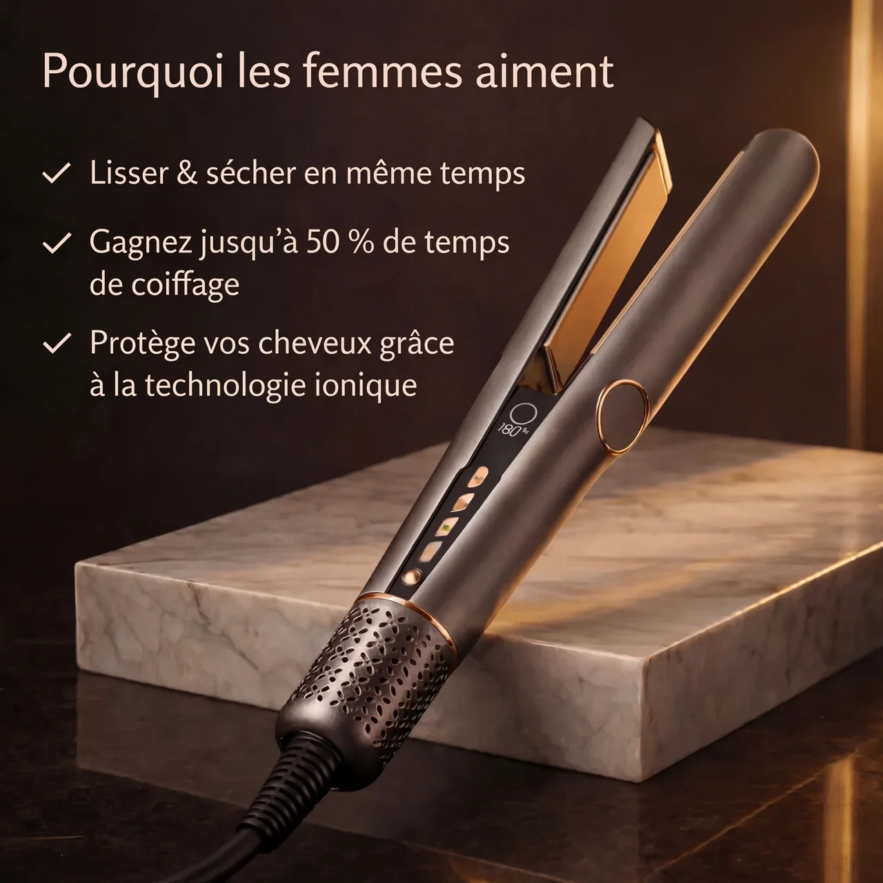 Piastra e asciugacapelli 2 in 1