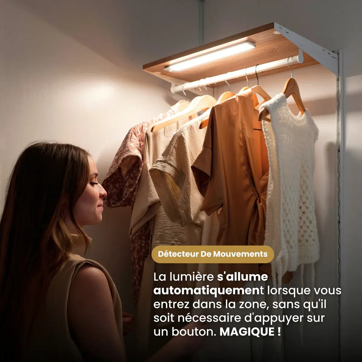 Réglette LED sans fil à détecteur de mouvements