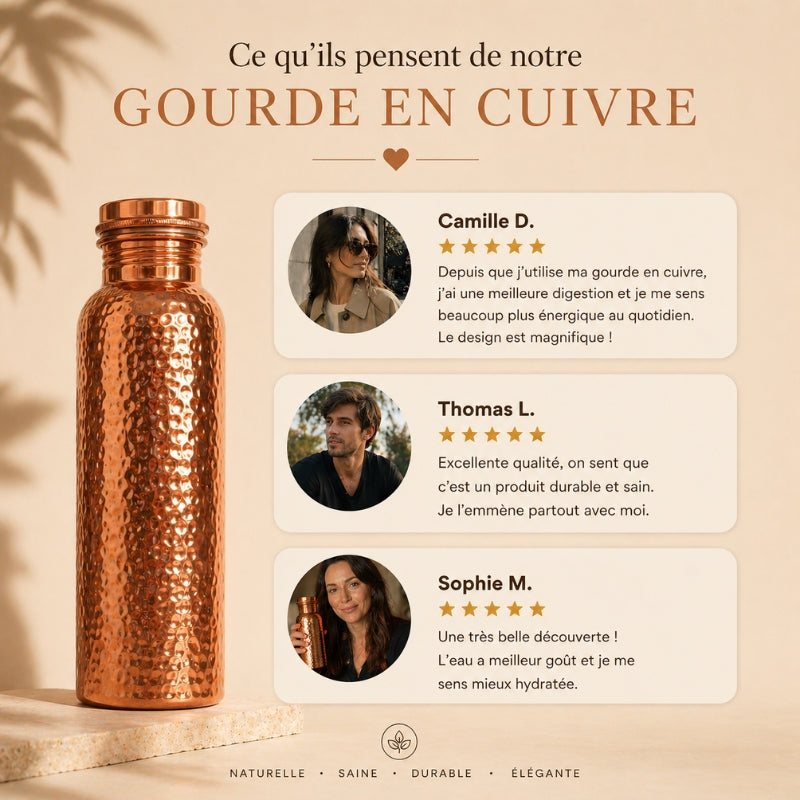 Gourde en Cuivre – Nova | L’Eau Purifiée Naturellement, Sans Plastique
