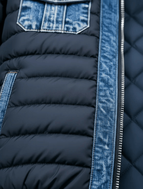 MAISON NOVA LAUSANNE™ | VESTE MATELASSÉE HYBRIDE EN DENIM