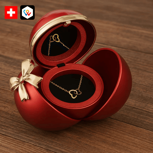 Coffret Rose Éternelle – Collier Double Cœur Gravé