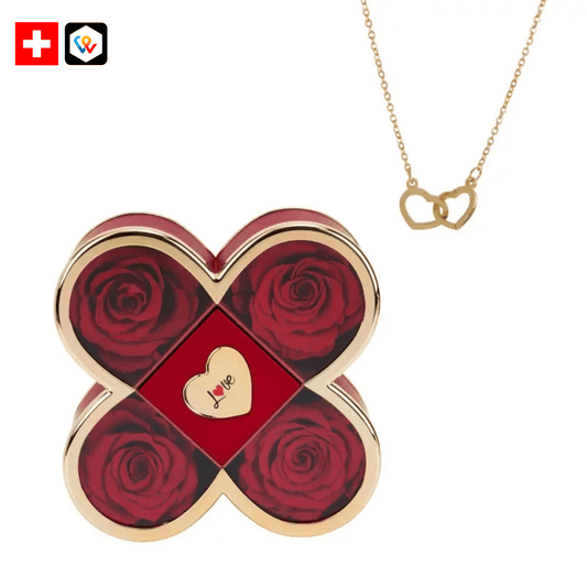 Coffret Trèfle Rose Éternelle avec Collier Gravé