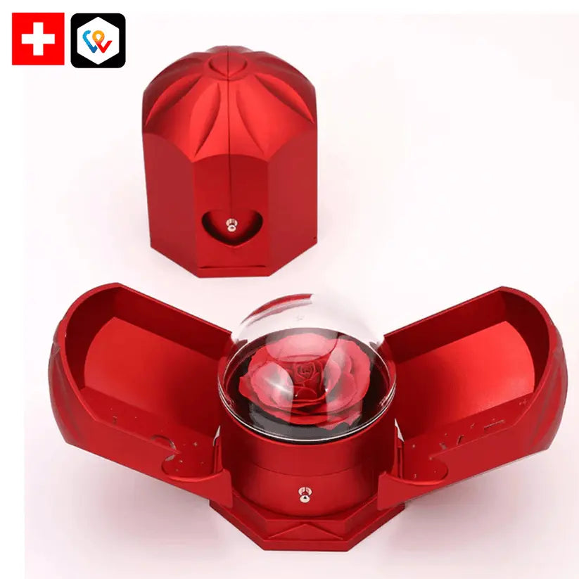 Cofanetto Rosa Eterna - Con collana a cuore in oro bianco 14 carati