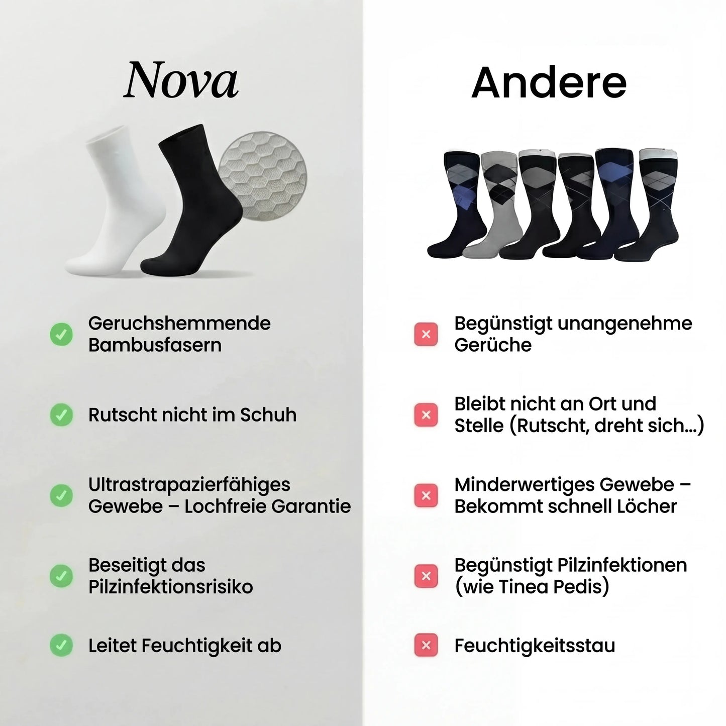 Nova Premium Halbhohe Bambus-Socken